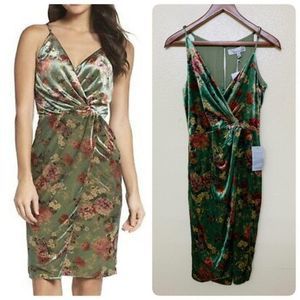 Adelyn Rae Adela Velvet Sheath Faux Wrap Dress NWT